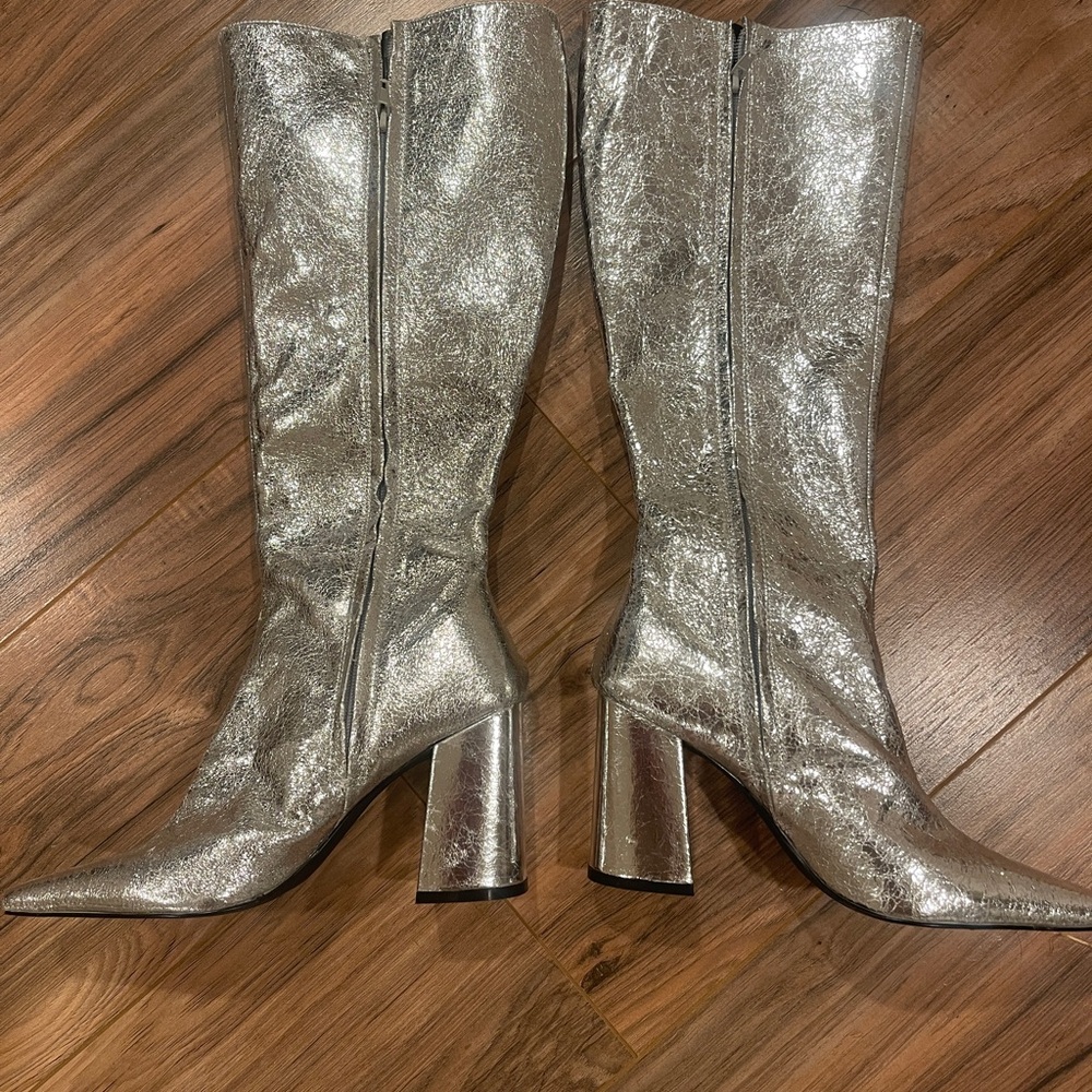 Metallic below the knee boots